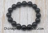 CGB5346 10mm, 12mm round black agate beads stretchy bracelets