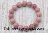 CGB5371 10mm, 12mm round pink wooden jasper beads stretchy bracelets