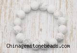 CGB5500 10mm, 12mm round matte white howlite beads stretchy bracelets