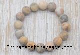 CGB5504 10mm, 12mm round matte yellow crazy lace agate beads stretchy bracelets