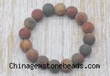 CGB5512 10mm, 12mm round matte picasso jasper beads stretchy bracelets