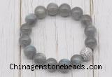 CGB5663 10mm, 12mm labradorite beads with zircon ball charm bracelets