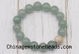 CGB5686 10mm, 12mm green aventurine beads with zircon ball charm bracelets