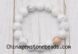 CGB5690 10mm, 12mm white howlite beads with zircon ball charm bracelets