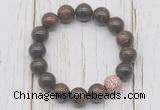 CGB5696 10mm, 12mm bronzite beads with zircon ball charm bracelets