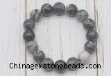 CGB5741 10mm, 12mm black water jasper beads with zircon ball charm bracelets