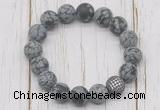 CGB5819 10mm, 12mm matte snowflake obsidian beads with zircon ball charm bracelets