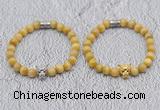 CGB6004 8mm round grade AA golden tiger eye bracelet with leopard head for men