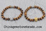 CGB6009 8mm round grade AA yellow tiger eye bracelet with lion head for men