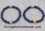 CGB6034 8mm round blue tiger eye bracelet with lion head for men