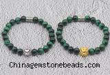 CGB6037 8mm round green tiger eye bracelet with lion head for men