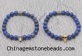 CGB6046 8mm round lapis lazuli bracelet with skull for men