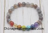 CGB6204 8mm Botswana agate 7 chakra beaded mala stretchy bracelets