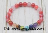 CGB6205 8mm red banded agate 7 chakra beaded mala stretchy bracelets