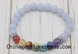 CGB6219 8mm blue lace agate 7 chakra beaded mala stretchy bracelets