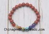 CGB6232 8mm red jasper 7 chakra beaded mala stretchy bracelets