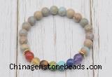 CGB6248 8mm serpentine jasper 7 chakra beaded mala stretchy bracelets