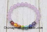 CGB6253 8mm candy jade 7 chakra beaded mala stretchy bracelets