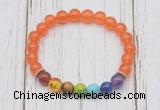 CGB6255 8mm candy jade 7 chakra beaded mala stretchy bracelets