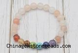 CGB6266 8mm pink aventurine 7 chakra beaded mala stretchy bracelets