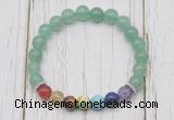 CGB6268 8mm green aventurine 7 chakra beaded mala stretchy bracelets