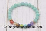 CGB6272 8mm peru amazonite 7 chakra beaded mala stretchy bracelets