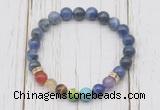 CGB6278 8mm sodalite 7 chakra beaded mala stretchy bracelets