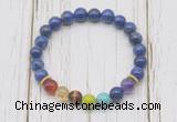 CGB6280 8mm lapis lazuli 7 chakra beaded mala stretchy bracelets