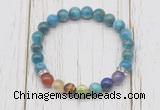 CGB6281 8mm apatite 7 chakra beaded mala stretchy bracelets