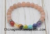 CGB6319 8mm moonstone 7 chakra beaded mala stretchy bracelets