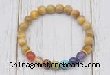 CGB6328 8mm golden tiger eye 7 chakra beaded mala stretchy bracelets