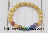 CGB6329 8mm golden tiger eye 7 chakra beaded mala stretchy bracelets