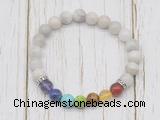 CGB6350 8mm white crazy lace agate 7 chakra beaded mala stretchy bracelets