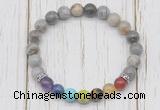 CGB6355 8mm silver needle agate 7 chakra beaded mala stretchy bracelets