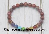 CGB6359 8mm Portuguese agate 7 chakra beaded mala stretchy bracelets