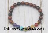 CGB6365 8mm mahogany obsidian 7 chakra beaded mala stretchy bracelets