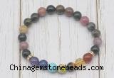 CGB6375 8mm tourmaline 7 chakra beaded mala stretchy bracelets