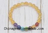 CGB6377 8mm citrine 7 chakra beaded mala stretchy bracelets