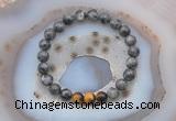 CGB6414 8mm round black labradorite & yellow tiger eye beaded bracelets