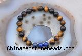 CGB6418 8mm round yellow tiger eye & lapis lazuli  beaded bracelets