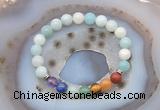 CGB6430 8mm round amazonite 7 chakra beads bracelet wholesale