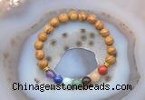 CGB6433 8mm round wooden jasper 7 chakra beads bracelet wholesale