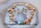 CGB6447 8mm round picture jasper 7 chakra beads adjustable bracelets