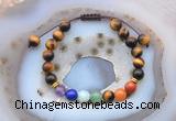 CGB6449 8mm round yellow tiger eye 7 chakra beads adjustable bracelets