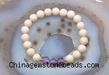 CGB6457 8mm round matte white fossil jasper & amethyst beaded bracelets