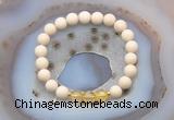 CGB6459 8mm round matte white fossil jasper & citrine beaded bracelets