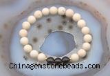 CGB6461 8mm round matte white fossil jasper & smoky quartz beaded bracelets