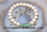 CGB6462 8mm round matte white fossil jasper & green aventurine beaded bracelets