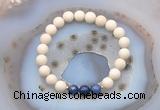 CGB6464 8mm round matte white fossil jasper & sodalite beaded bracelets