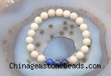 CGB6465 8mm round matte white fossil jasper & lapis lazuli beaded bracelets